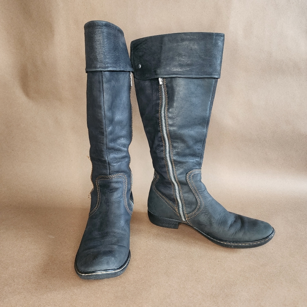 Born 'Peri' Black Leather Tall Boots Sz 8